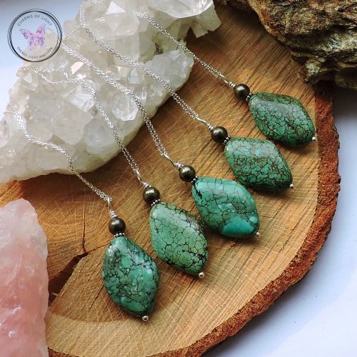 Turquoise & Pyrite Healing Pendant Necklace